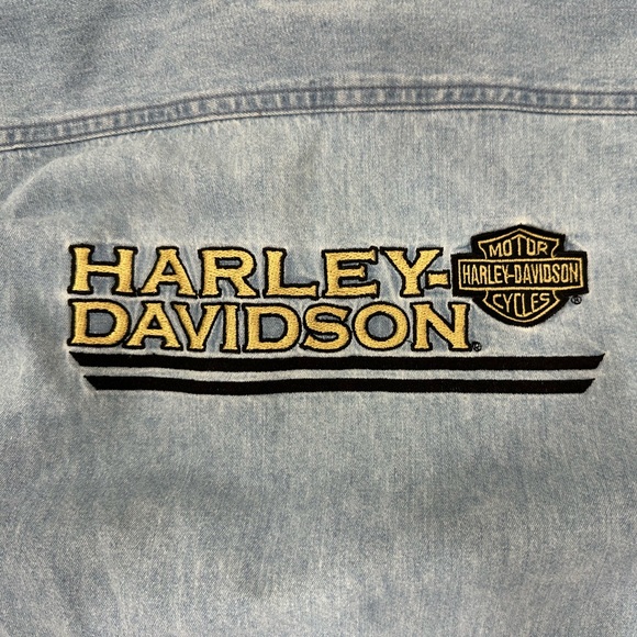 Vintage Harley Davidson Denim Button Down - Size L - Picture 4 of 6
